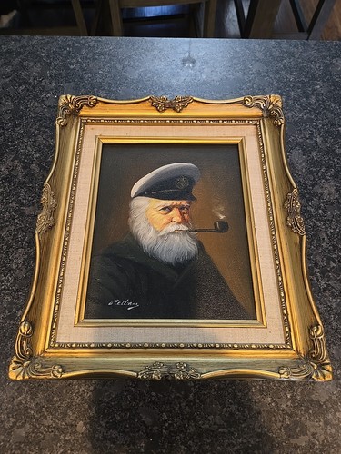 Vintage David Pelbam Signed Sea Ship Captain Framed Oil Painting Nautical Art