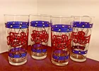 Pepsi Cola Drinking Glasses Tiffany Style 1970s Stained Glass Set of 4 Vintage