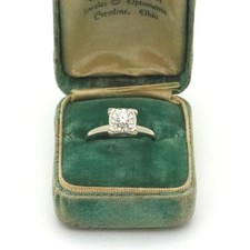 Vintage 1940 s 14K White Gold Diamond Engagement Ring-High Setting-SZ6.25