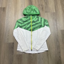 Nike Running Dri-FIT Windrunner Jacket Womens Medium Green White Hooded Full Zip