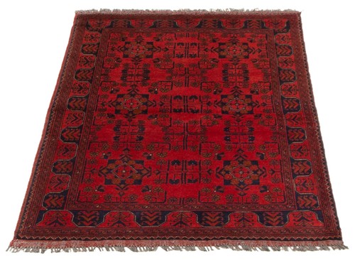 Traditional Hand-Knotted Geometric Carpet 3'2" x 4'11" Wool Area Rug - Picture 3 of 9