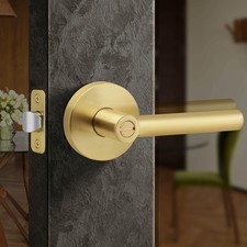 Privacy Gold Door Handle With Lock Heavy Duty Keyless Interior Bathroom Closet