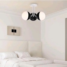 Mid Century Globe Flush Mount Ceiling Light Polyethylene Lampshade