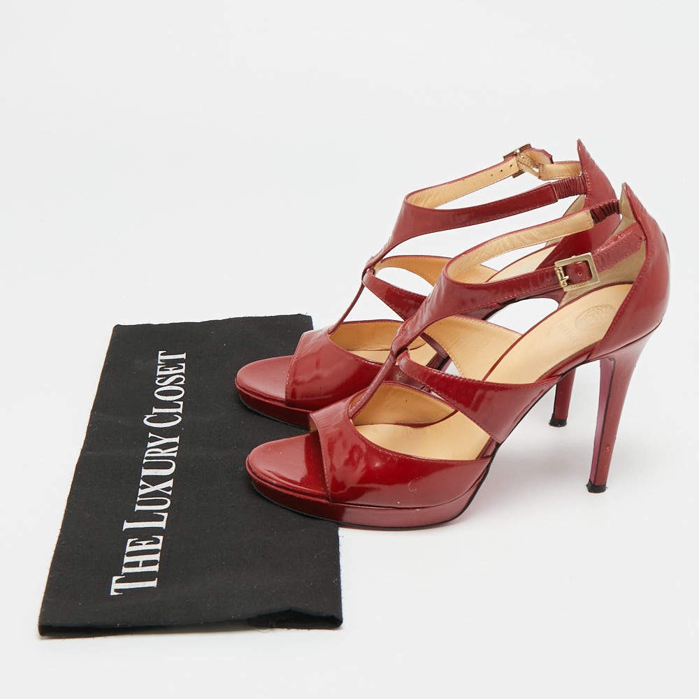 Versace Size 38 Red Patent Leather Ankle Strap Sandals thumbnail 9