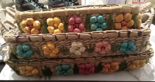 3 Vintage Pyrex Baking Dish Holders with Handles 15x10 1/4 13x9 11 1/4x8 Vibrant