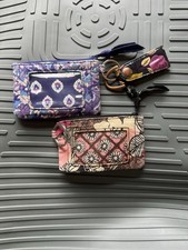Vera Bradley ID Case Keychain Lot 3 Quilted Zip Coin Purse Wallet Holder