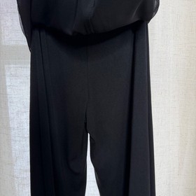 90s Y2K La Belle Wide Leg Halter Jumpsuit Black Mesh Ruched Vintage Goth Medium