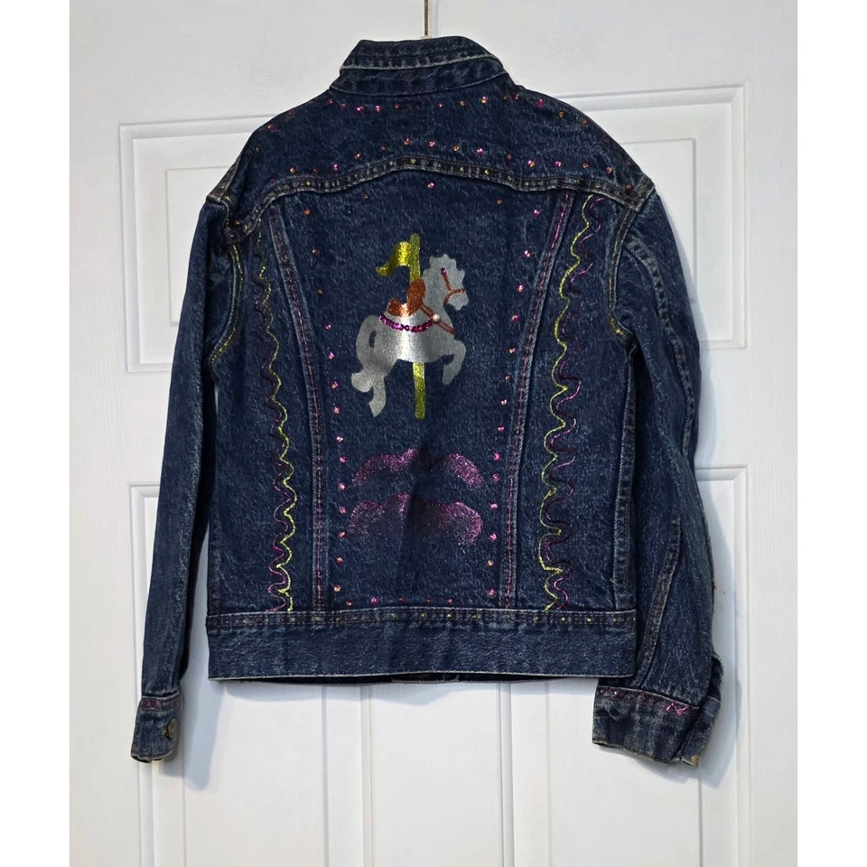 Chaqueta Jean Lee Denim Vintage Años 90 Jóvenes Niños Retro EE. UU. Talla 10 Embellecida Foto 3 de 4