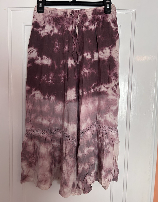 Boho Yak & Yeti Women's Purple Pink Tie-Dye Rayon Bloomer Pants Drawstring  S