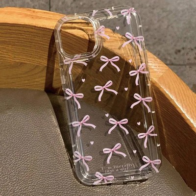 Klare Handyhülle Rosa Herz Schleife Stoßfest Weich für 17 16 15 14 13