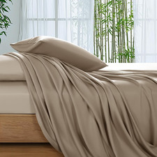 Bamboo Viscose Queen Sheets - Cooling, Silky, 16" Deep Pocket - Simply Taupe