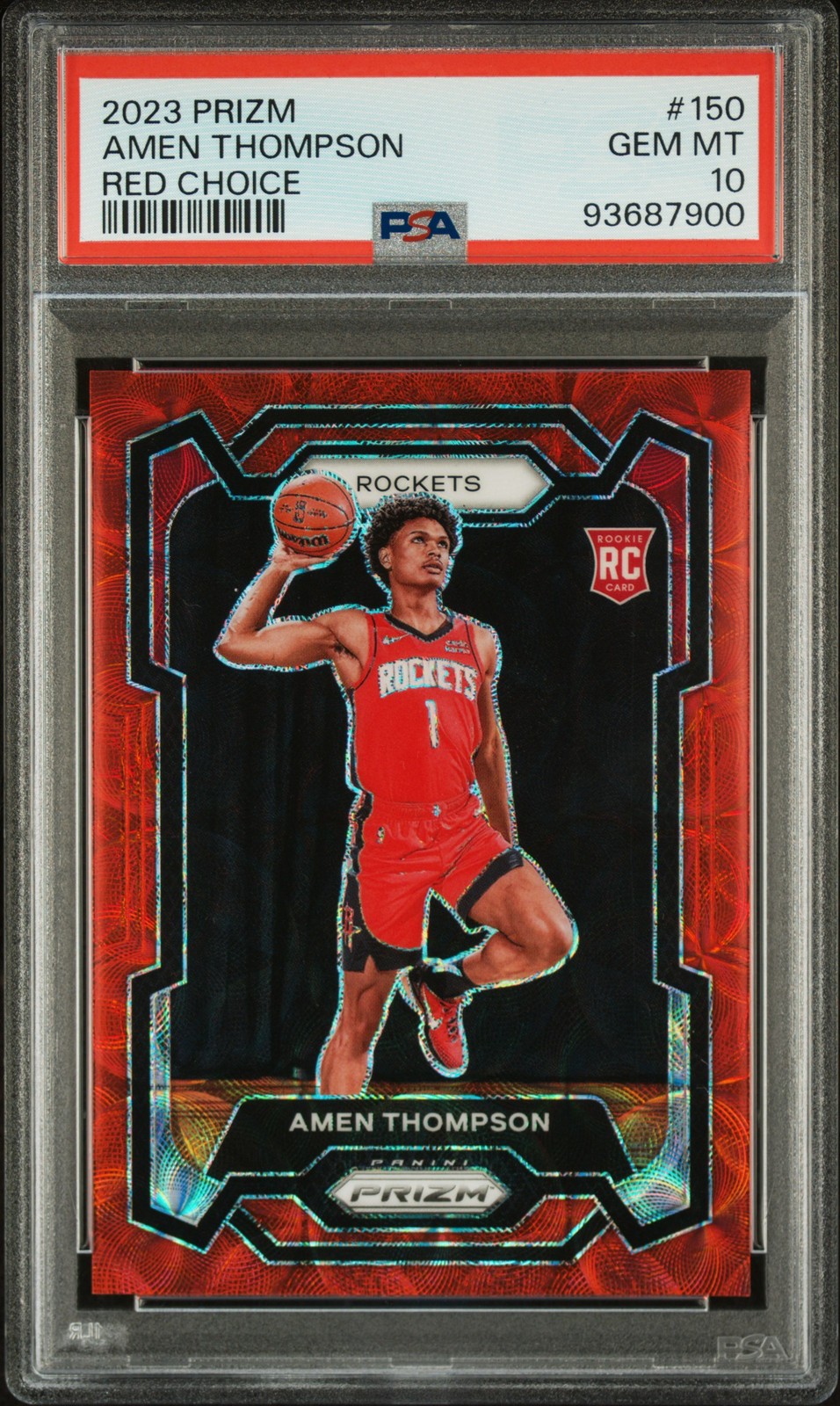 2023 PANINI PRIZM RED CHOICE #150 AMEN THOMPSON 34/88 PSA 10