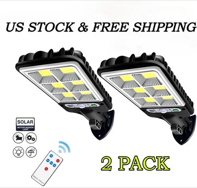 2PCS Outdoor Solar Wall Light LED Motion Sensor Bright Flood Street Lamp 3 Modes