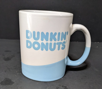Dunkin Donuts Blue Wave 16 oz Mug 2017 Graphic Inside Bottom of Mug 4.25'' Tall