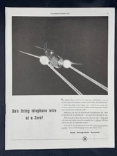 Magazine Ad* - 1942 - AT&T / Bell System - World War 2 - Fighter Plane