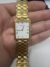 Wittnauer SW2570 Gold Rectangular Watch Roman Dial w/ Box Swiss Quartz