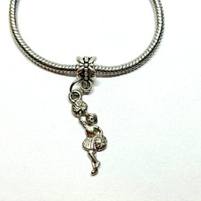 Silver Cheerleader Cheer Charm Dangle for European Bracelet Cheerleading