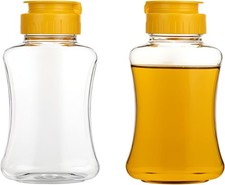 2 Pack Empty Plastic Honey Squeeze Bottles, 180ml/ 6oz Leakproof Honey Dispenser