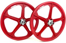 Skyway Bmx 20 Tuff Wheels Red W Silver Alloy Flange Hubs Wheelset 38 Axles
