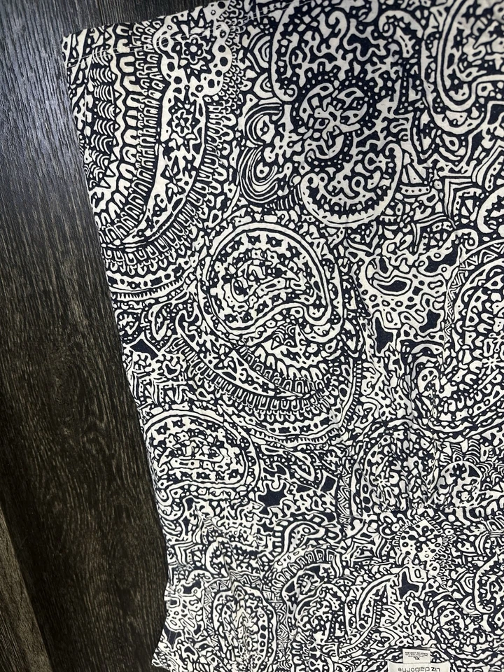 Top tejido manga gorra estampado cachemir azul blanco Liz Claiborne XL Foto 3 de 4