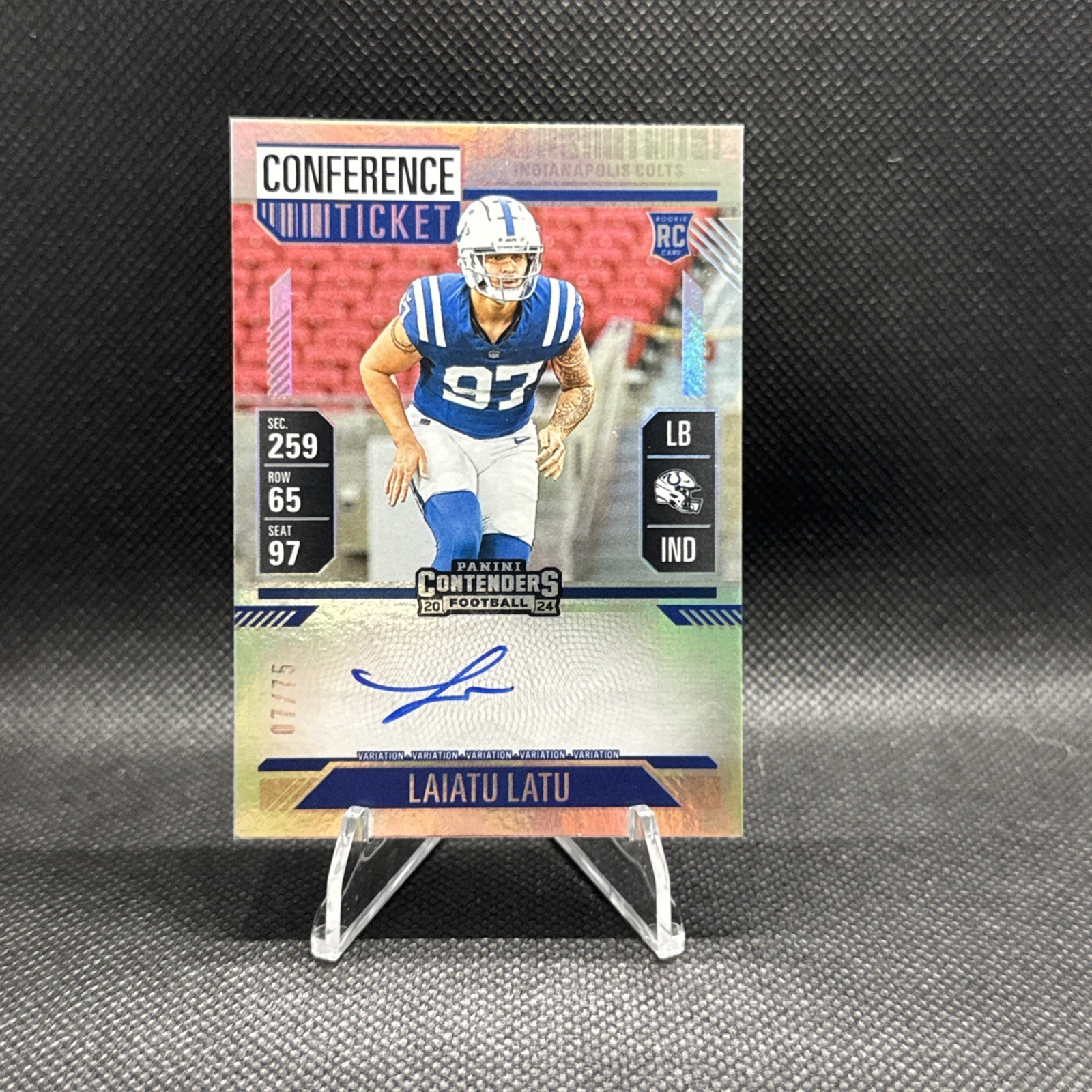 2024 Panini Contenders Laiatu Latu RC Auto Conference Ticket 7/75