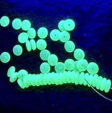 25 PCs - 6mm RONDELLES Czech OPALESCENT Yellow VASELINE/URANIUM GLASS BEADS