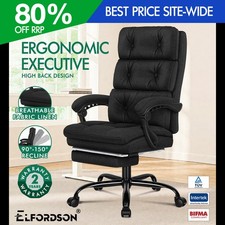ELFORDSON Executive Office Chair Dual-Padded High Back Recliner Footrest Gaming