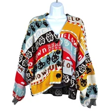 BDG Urban Outfitters Shae Slouchy Cardigan Sz S Colorful Artsy Boho Playful Cozy