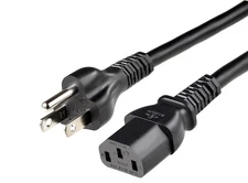 Power cord, 6ft, 10A, 125V, black, 3-prong, AC power cord for electronics