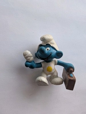 Schlumpf Schleich Sanitäter mit Koffer Smurf PVC Schtroumpf Vintage 