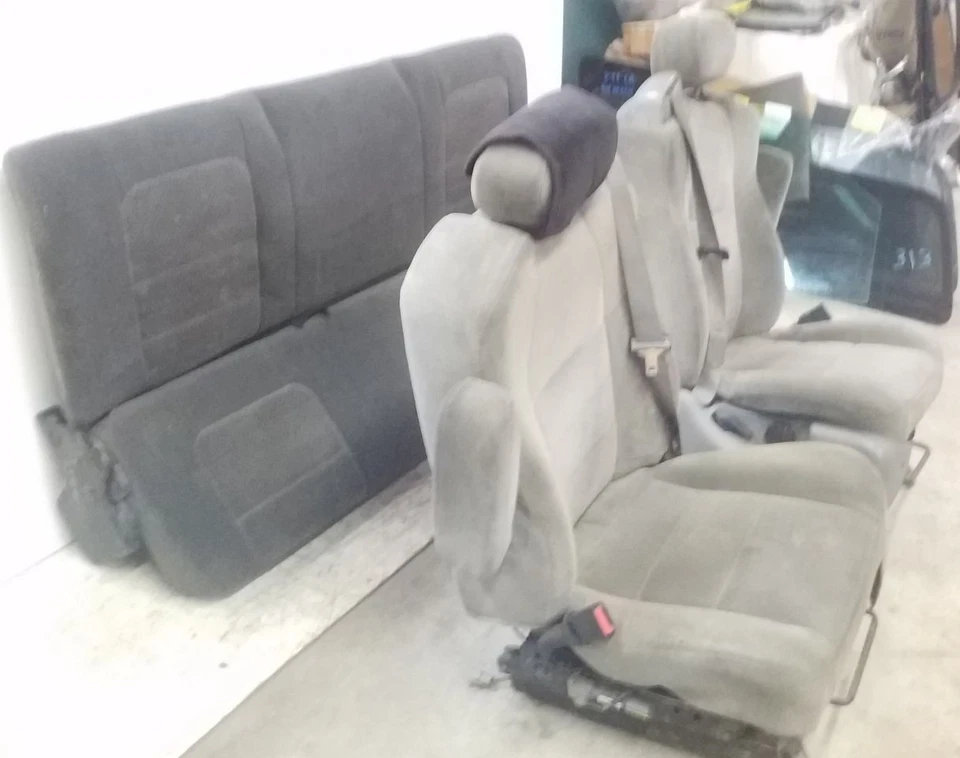 Super Cab Grey Cloth Front / Rear Seats Set | Fits 1999-2000 Ford F250 F350 Foto 3 de 4