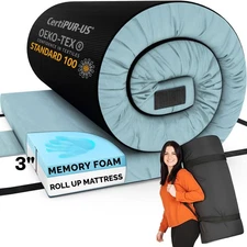 Matrix Comfort-Cell Memory Foam Camping Mattress Pad - Roll Up Mattress for A...