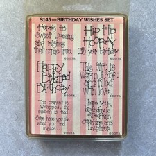 VTG Foam Mounted Birthday Wishes Stamps DOTS S145 Set Sayings Gift Words New