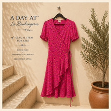 DVF West Floral Wrap Dress Dark Tomato European Cottagecore Knee Length Pink S