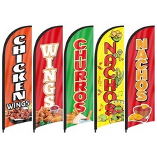 Food Flag for Business Signs, 8FT Polyester Advertising Swooper Flag Kit.
