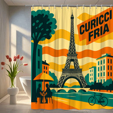 Eiffel Tower Shower Curtain - Vintage Paris Decor, Waterproof Fabric