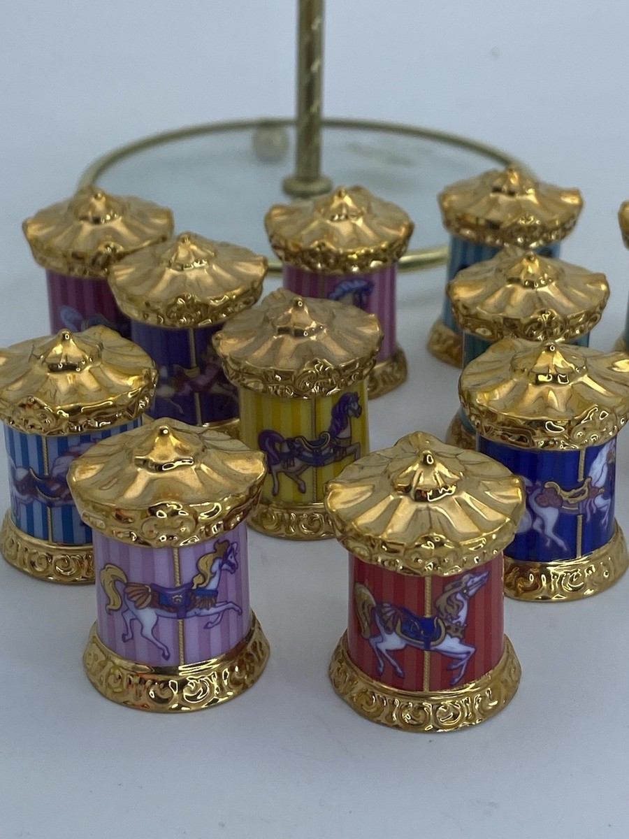 Franklin Mint Carousel Magic Horse Thimble Complete Set Porcelain