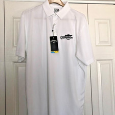 Callaway polo shirt L new with tag white fieldpiece embroidered polyester upf 50