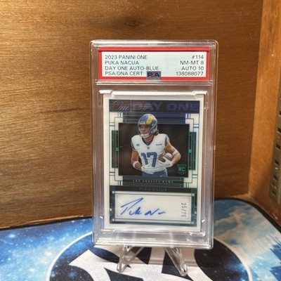 2023 Panini One - Day One Autographs Puka Nacua #114 Blue /75 (AU, RC)