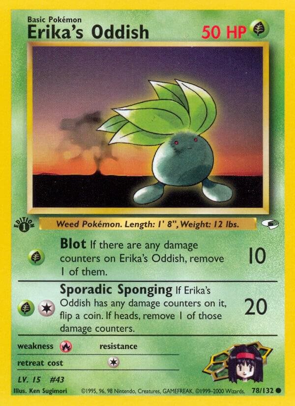 Erika's Oddish (78) Gym Heroes Common NM Pokemon 078/132 1st Edition