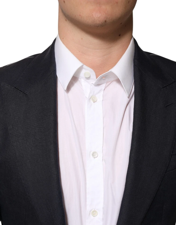 Blazer DOLCE & GABBANA Azul Oscuro Mono Pecho Hombre Traje IT44/US34/XS 2480usd Foto 4 de 4