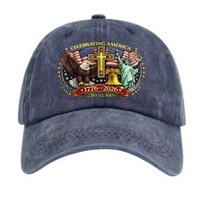 Celebrating America 1776-2026 Patriotic Eagle Freedom Graphic Baseball Cap Hat