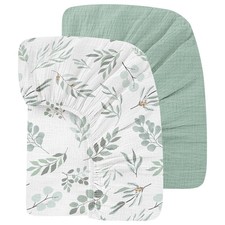 Organic Crib Sheets Fitted Crib Mattress Sheet 2 Pack 52x28 Inches 100 Musli...