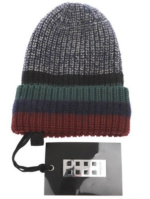 NEW MONCLER VIRGIN WOOL MOHAIR SLOUCHY LOGO BEANIE HAT UNISEX