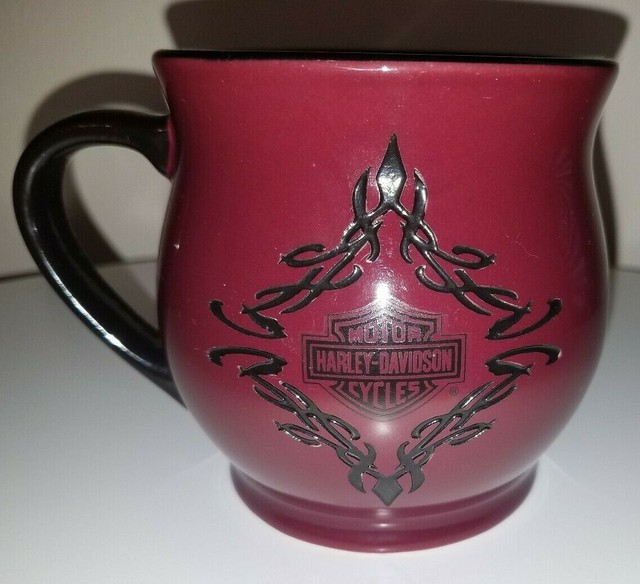 HARLEY DAVIDSON MOTORCYCLE 2006 COFFEE MUG CUP Burgundy Black Shaped