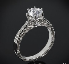1.39CT White Round Cut CZ-Stone Vintage Engagement Ring In 925 Sterling Silver