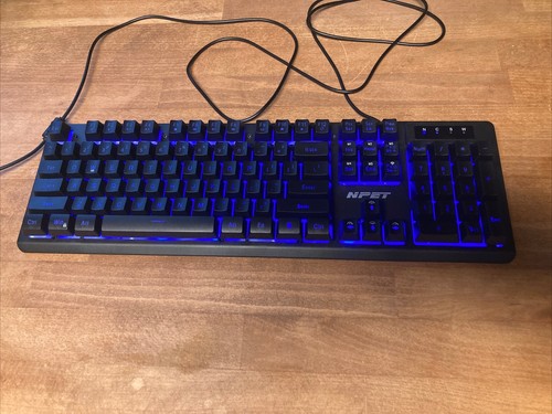 LED Backlight Multi-Color Gaming Keyboard - NPET - K10V3 - USB Connect - Black - 第 1/7 張圖片