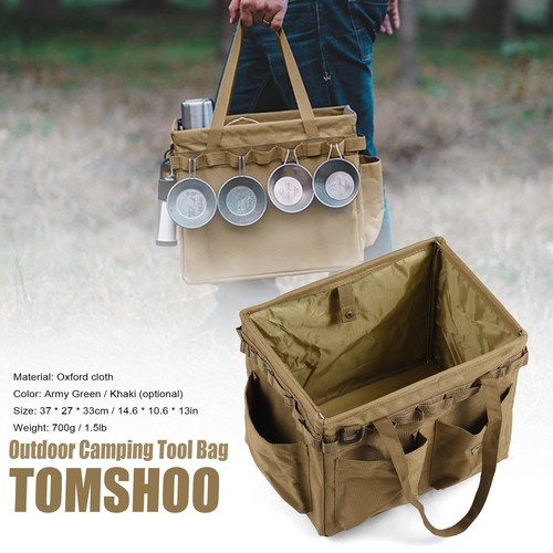 TOMSHOO Camping Tool Bag Collapsible Camping Gear Storage Bag Khaki Color E5H0