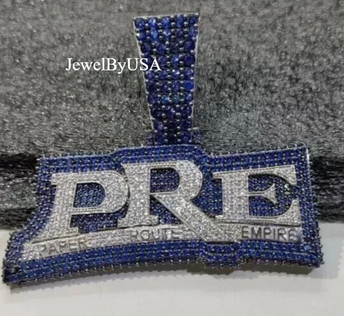 2.8ct Multi Color Cubic Zirconia Men's "PRE" Dog Tag Charm Pendant 925 Silver - second product detail image