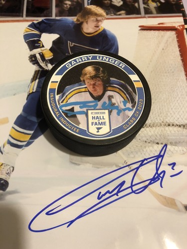 St. Louis BLUES Garry UNGER #7 Signed BLUES INAUGURAL HOF Class of '23 PUCK COA - Picture 3 of 4